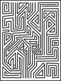 Modern Black White Geometric Maze Rug