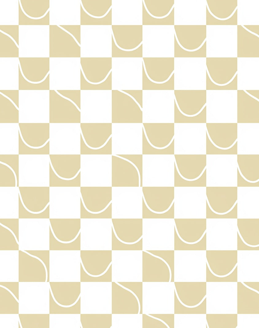 Dashed Curve Checkerboard Design Rug