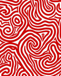 Vibrant Red Wavy Lines Rug