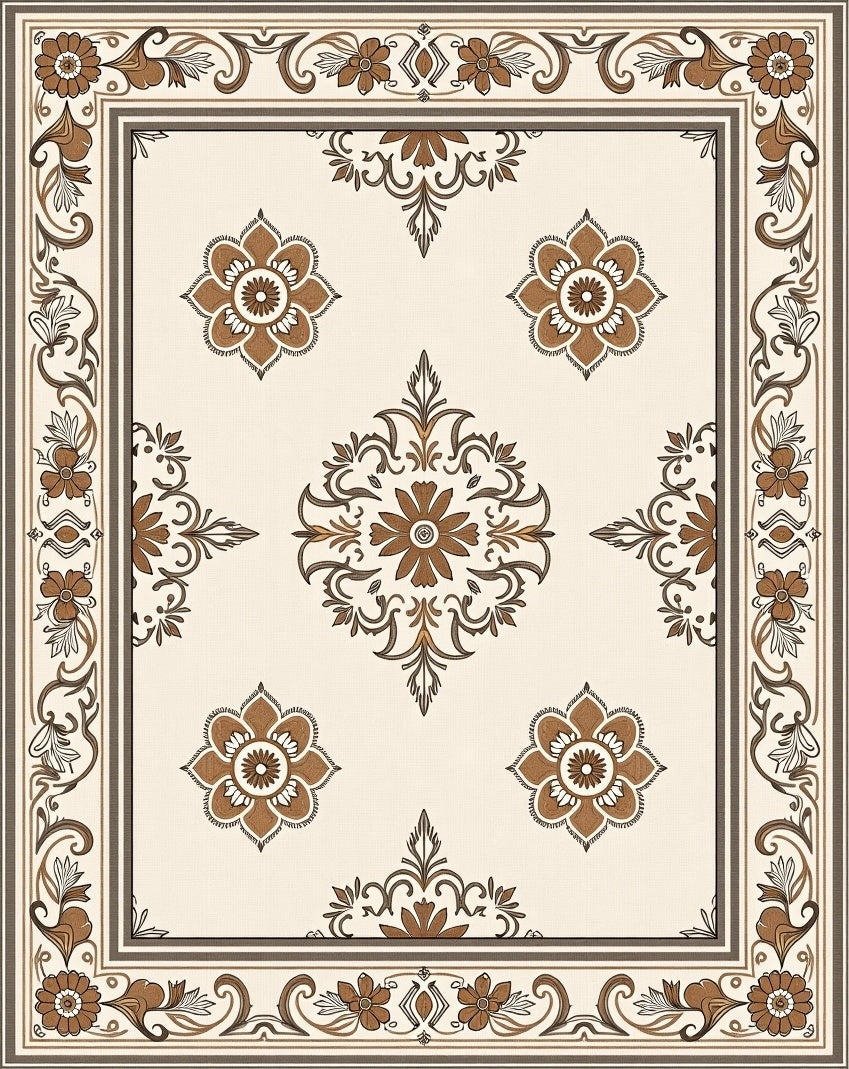 Classic Floral Medallion Border Rug