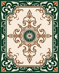 Elegant Brown Green Floral Medallion Rug