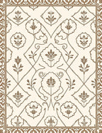 Brown floral damask ornate Rug