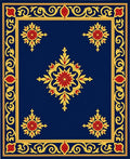 Ornate Floral Blue Gold Rug