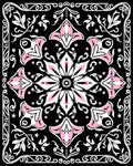Intricate Floral Black Pink Art Rug