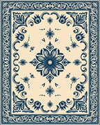 Classic Floral Medallion Border Design Rug