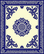 Classic Blue Floral Mandala Border Rug