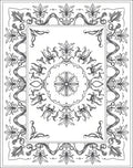 Ornate Floral Scrollwork Panel Design Rug
