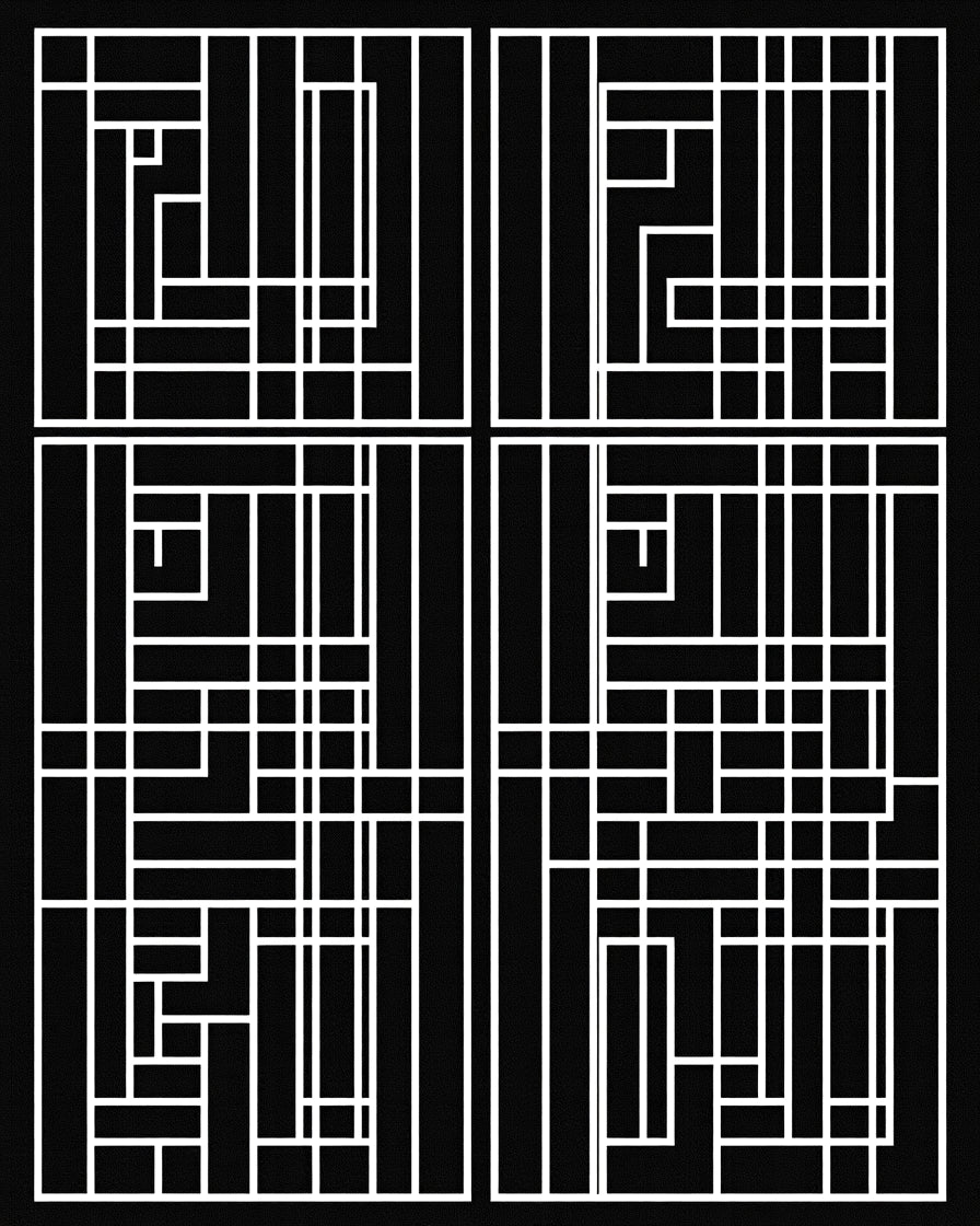 Modern Black White Geometric Lines Rug