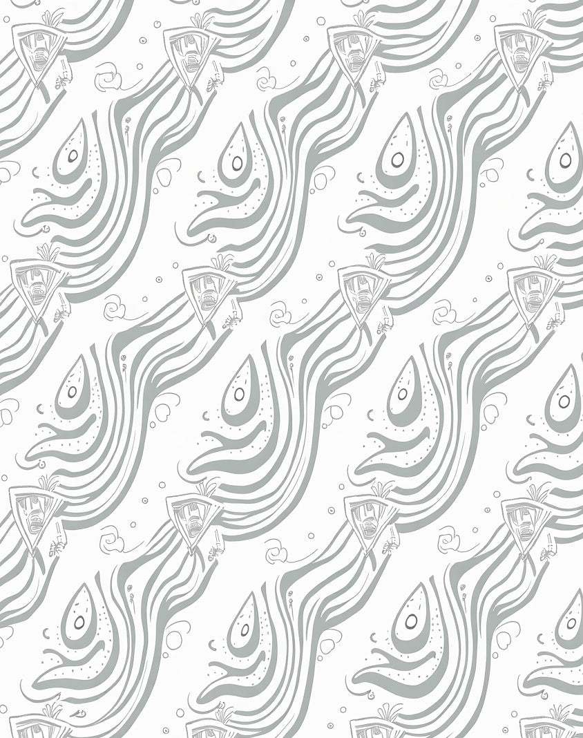 Whimsical Abstract Face Swirls Design Rug