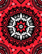 Bold Red Starburst Mandala Rug
