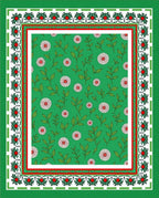 Green Floral Leaf Pattern Rug