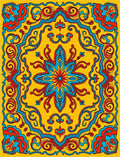 Sunny Yellow Red Blue Floral Pattern Rug