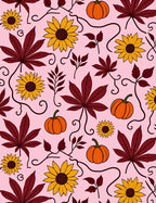 Autumn Leaves and Sunflowers Pattern Rug