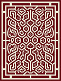 Ornate Red Geometric Vine Pattern Rug