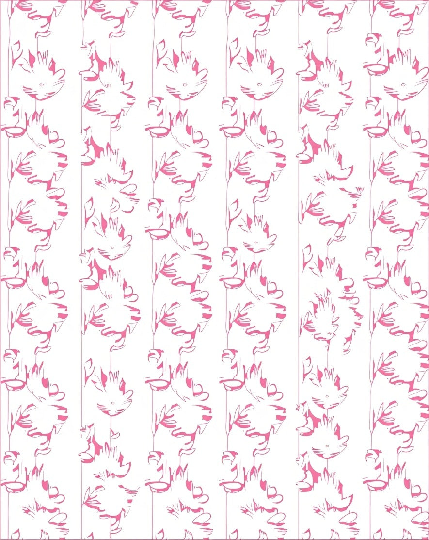 Pink Floral Stripe Art Rug