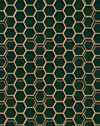 Gold Hexagonal Patterned Geometric Rug
