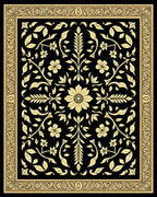 Ornate Floral Black Gold Rug