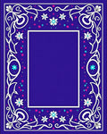 Vibrant Floral Scrollwork Star Border Rug