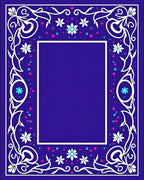 Vibrant Floral Scrollwork Star Border Rug