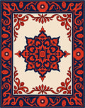 Ornate Red Flower And Swirl Pattern Rug