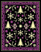 Pink Cream Winter Forest Snowflakes Rug