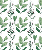 Green Leaf and Flower Pattern Rug
