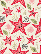 Red Starfish Botanical Pattern Rug
