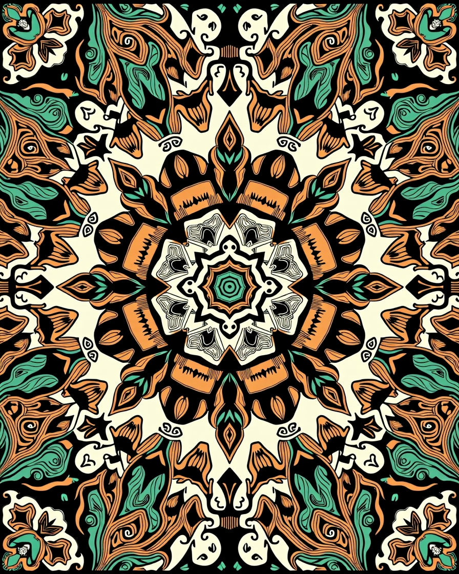 Bold Floral Mandala Style Rug