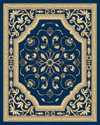 Rich Gold Navy Floral Medallion Design Rug