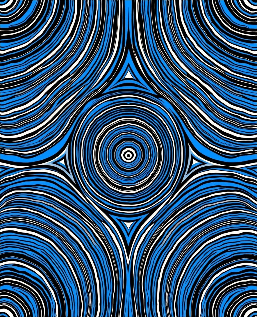 Bold Blue White Wavy Stripes Rug