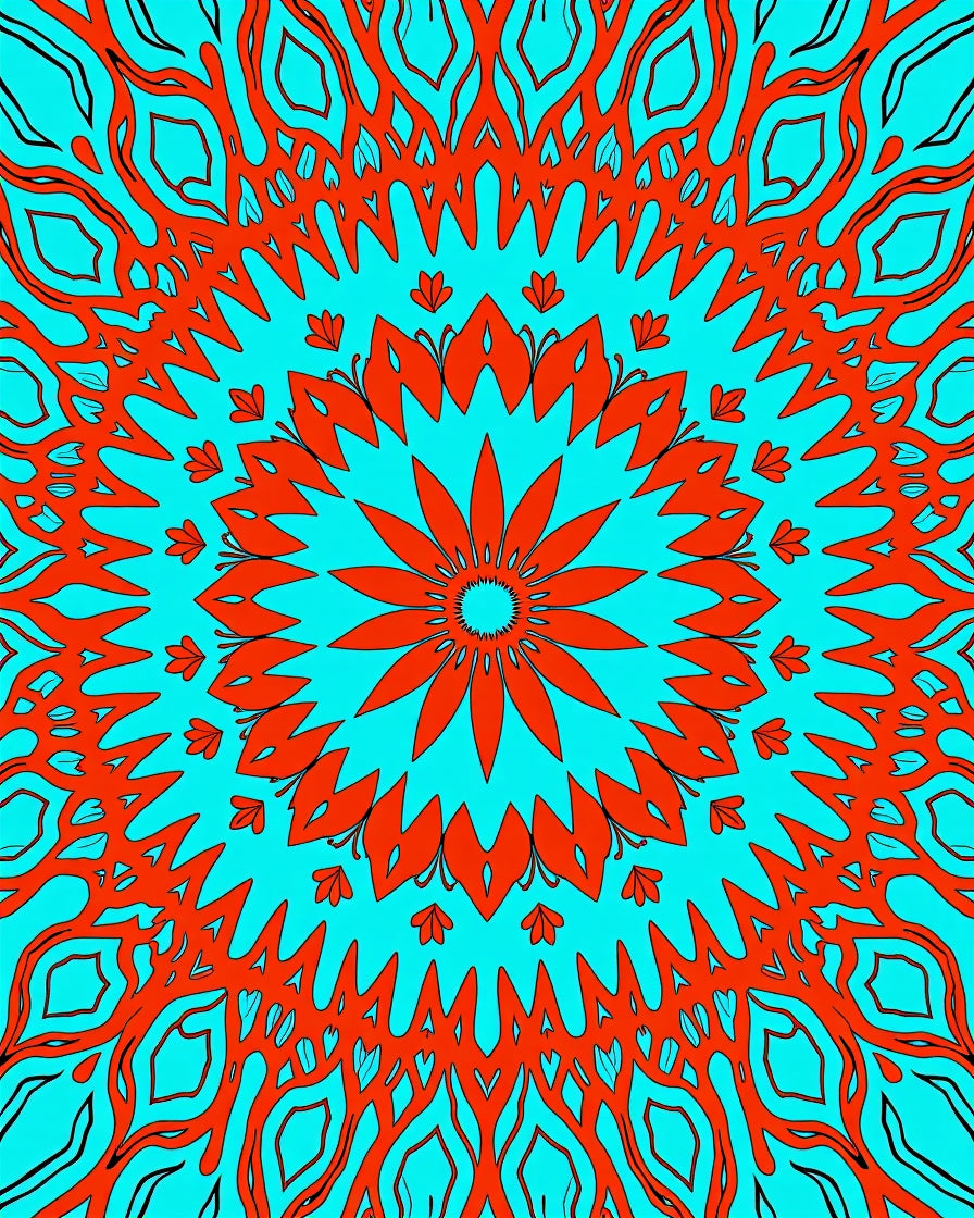 Vibrant Floral Mandala Style Pattern Rug