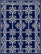 Intricate Lattice Patterned Navy Rug
