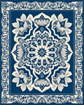 Deep Blue Floral Mandala Motif Rug