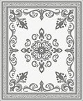 Ornate Floral Scrollwork Mandala Design Rug