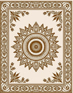 Art Deco Floral Medallion Ornamental Rug