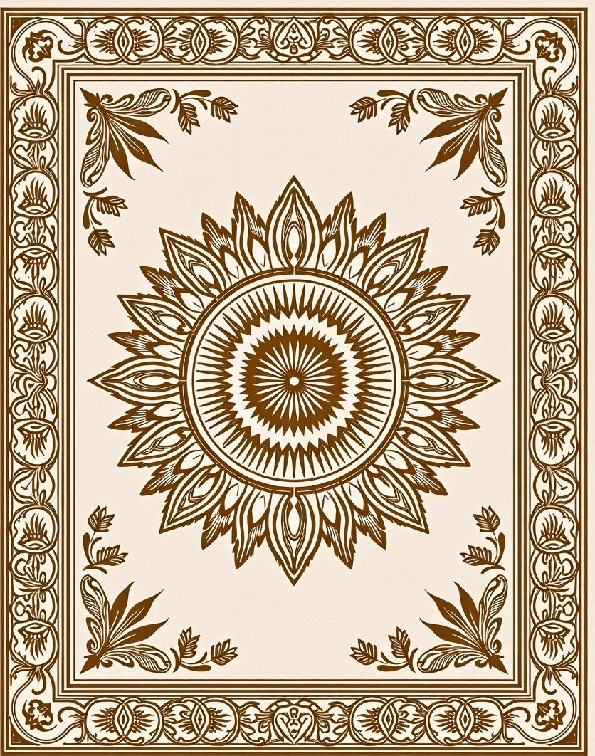 Art Deco Floral Medallion Ornamental Rug