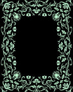 Vintage Floral Swirl Accent Border Rug