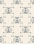 Vintage Scrollwork With Subtle Grid Pattern Rug