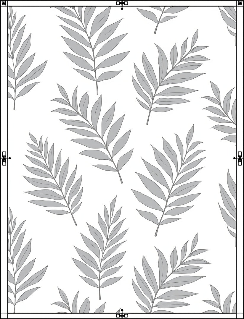 Gray Leaf Pattern on White Background Rug