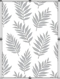 Gray Leaf Pattern on White Background Rug