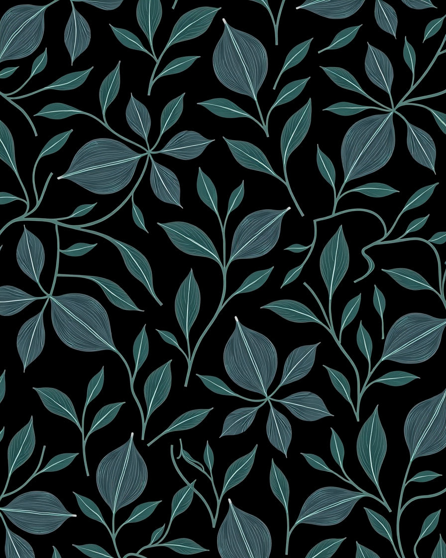 Dark Leafy Vine Pattern Rug
