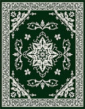 Ornate Green Floral Mandala Pattern Rug