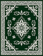 Ornate Green Floral Mandala Pattern Rug