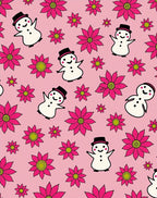 Pink Snowman Flower Meadow Rug