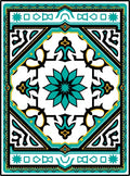 Intricate Teal Geometric Floral Rug Design Rug