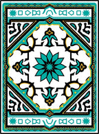 Intricate Teal Geometric Floral Rug Design Rug