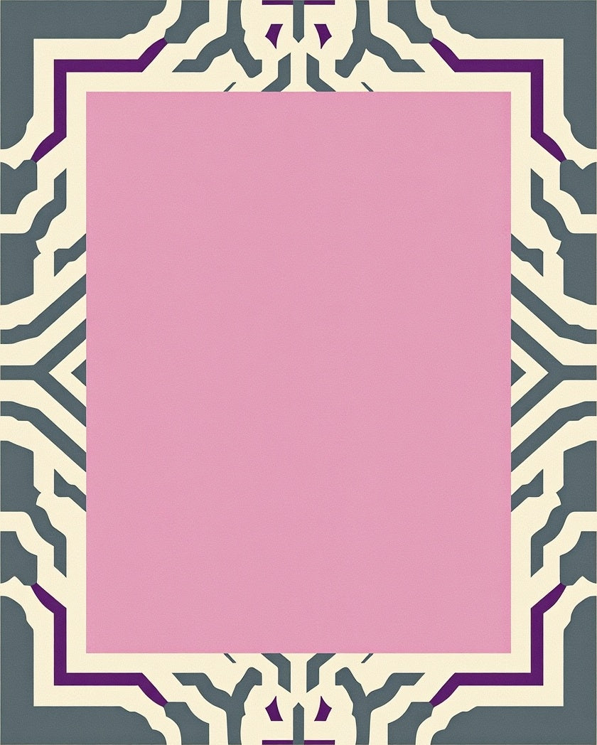Modern Geometric Pink Center Rug