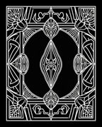 Ornate Black And White Floral Frame Rug