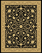 Ornate Golden Floral Vine Pattern Rug