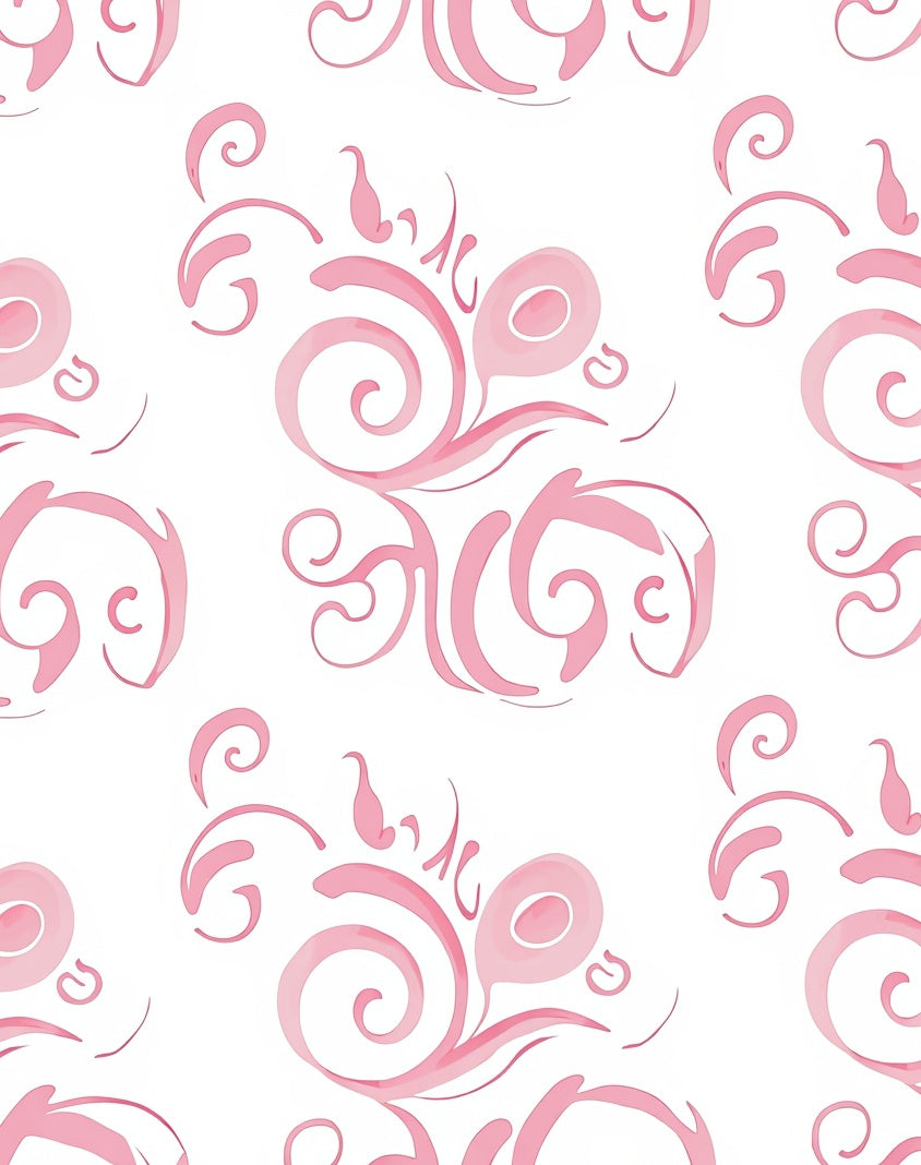 Pink Swirl Floral Pattern Rug